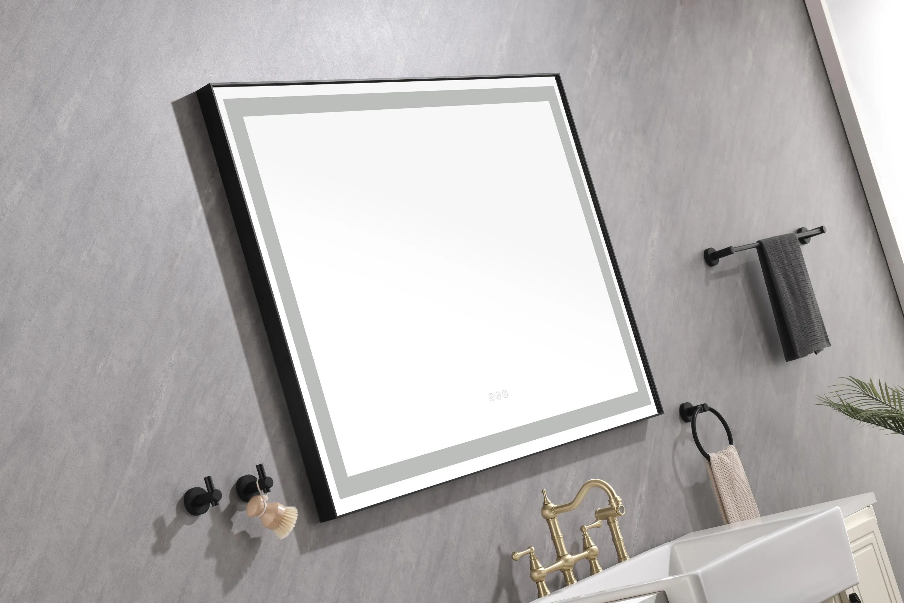 48*36 LED Lighted Bathroom Wall Mounted Mirror with High Lumen Anti-Fog Separately Control