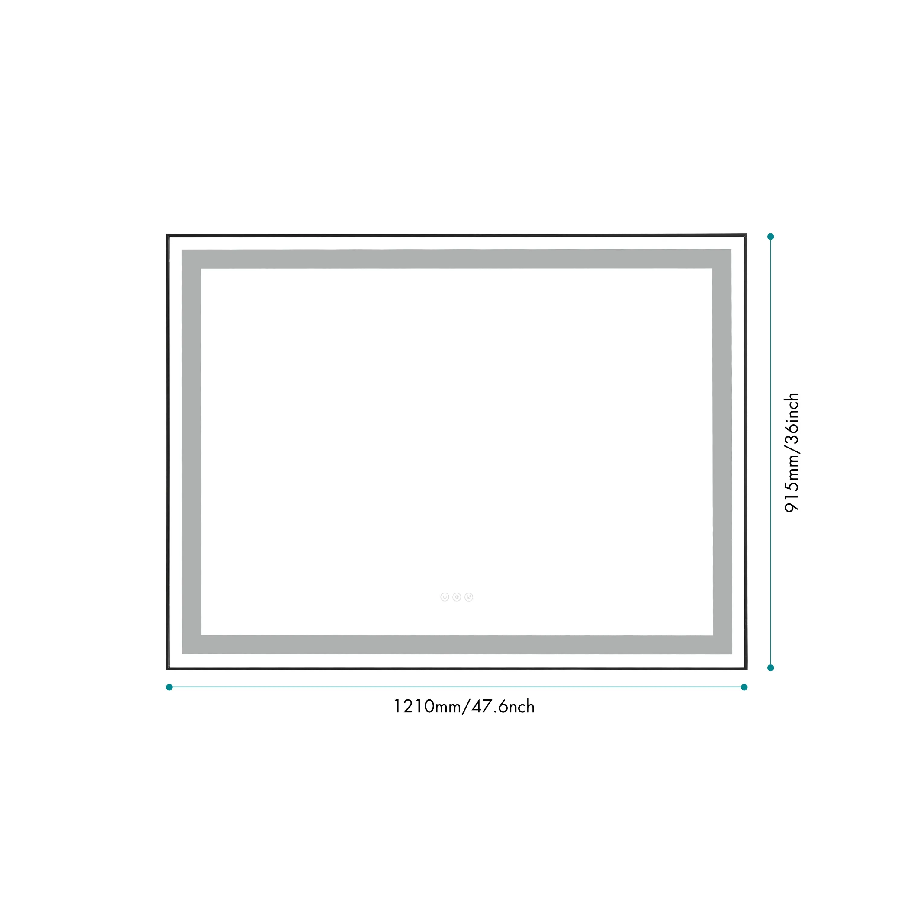 48*36 LED Lighted Bathroom Wall Mounted Mirror with High Lumen Anti-Fog Separately Control