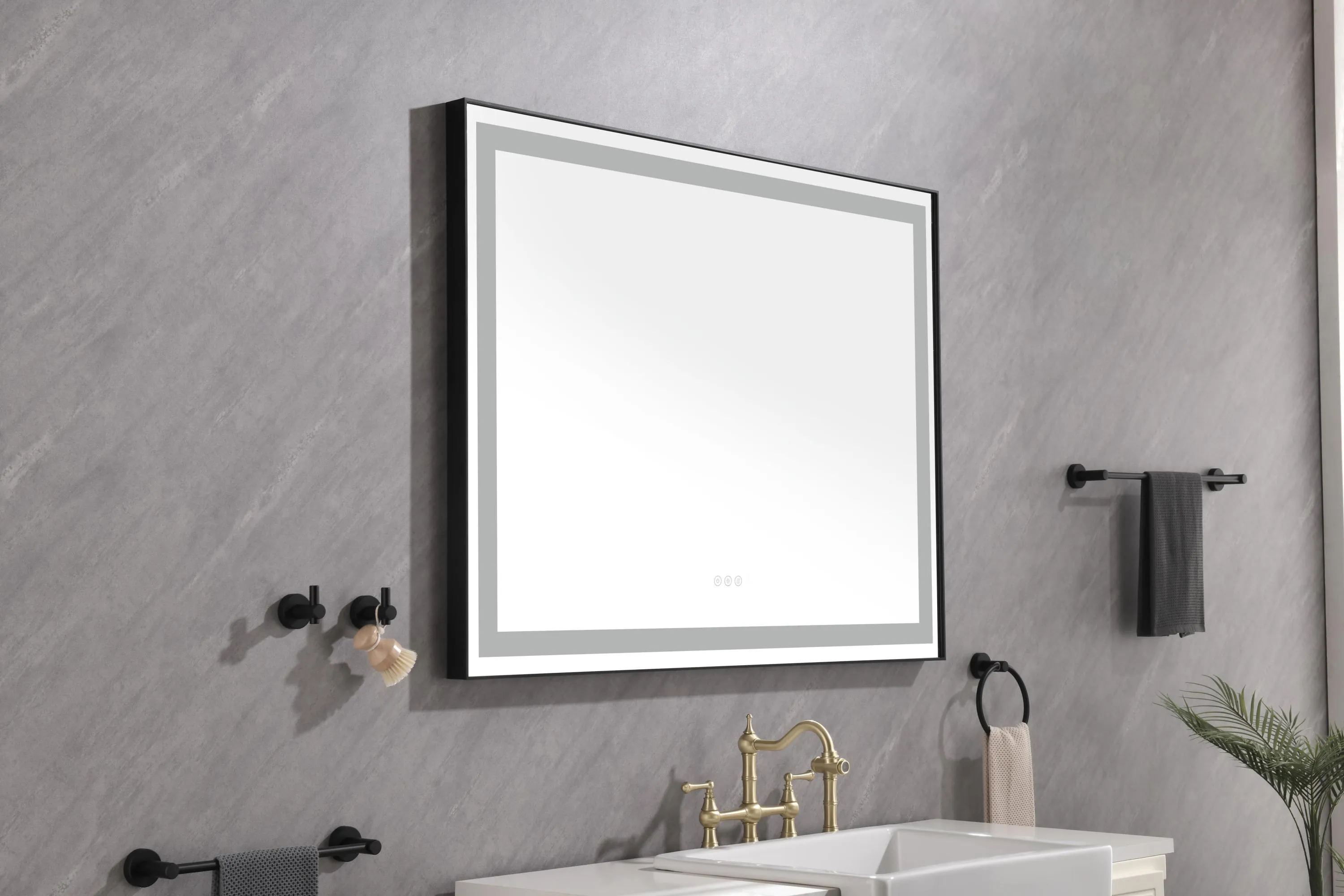 48*36 LED Lighted Bathroom Wall Mounted Mirror with High Lumen Anti-Fog Separately Control