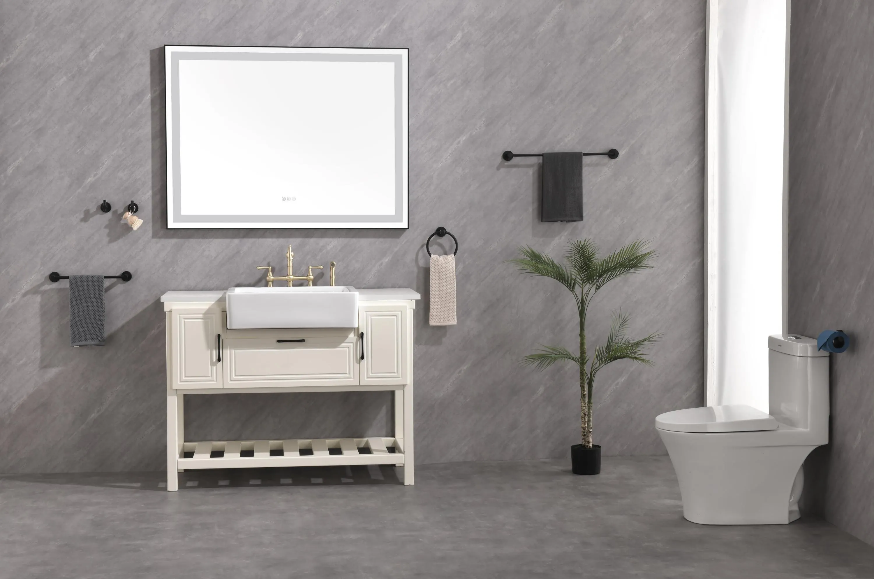 48*36 LED Lighted Bathroom Wall Mounted Mirror with High Lumen Anti-Fog Separately Control