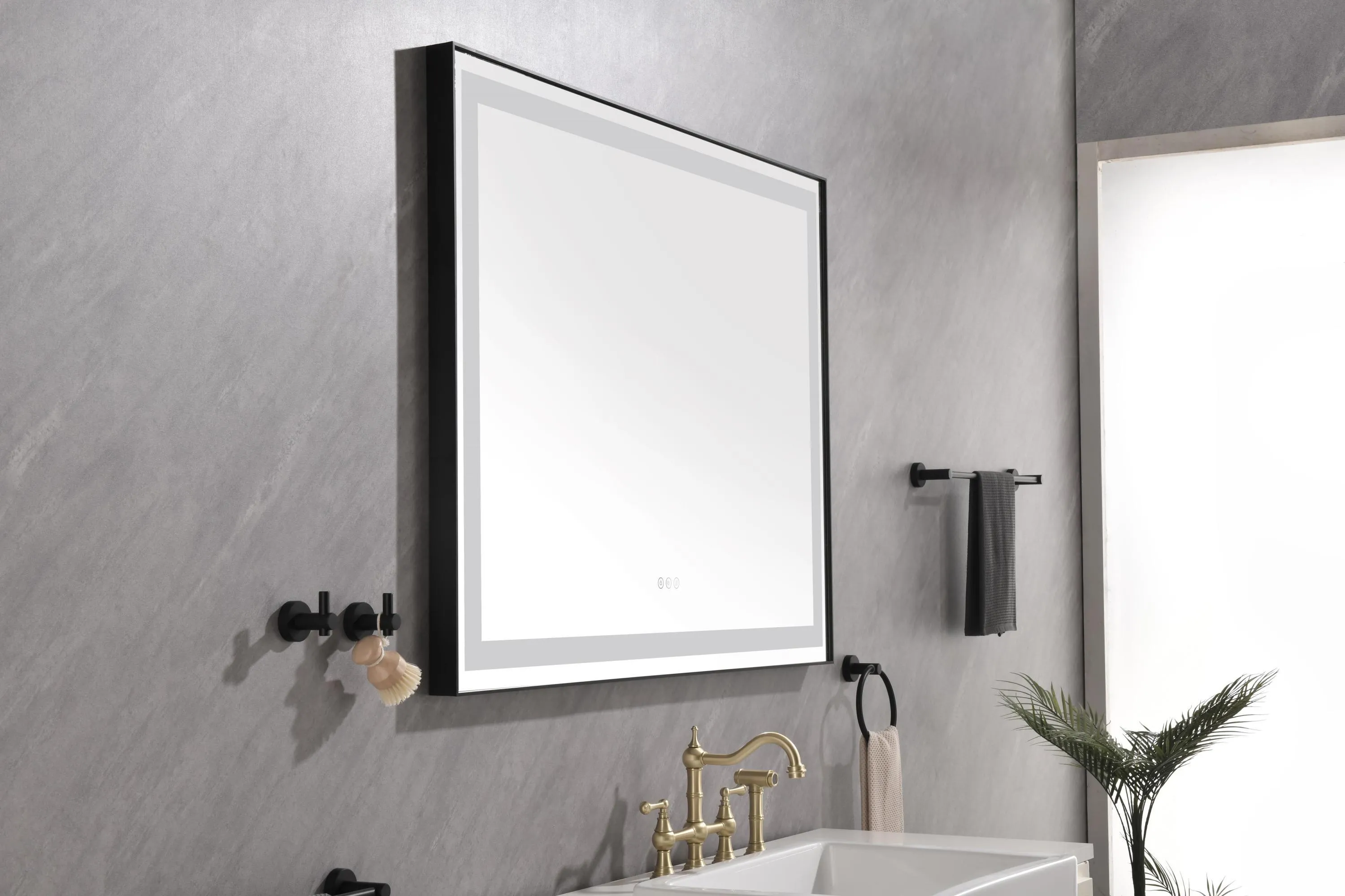 48*36 LED Lighted Bathroom Wall Mounted Mirror with High Lumen Anti-Fog Separately Control