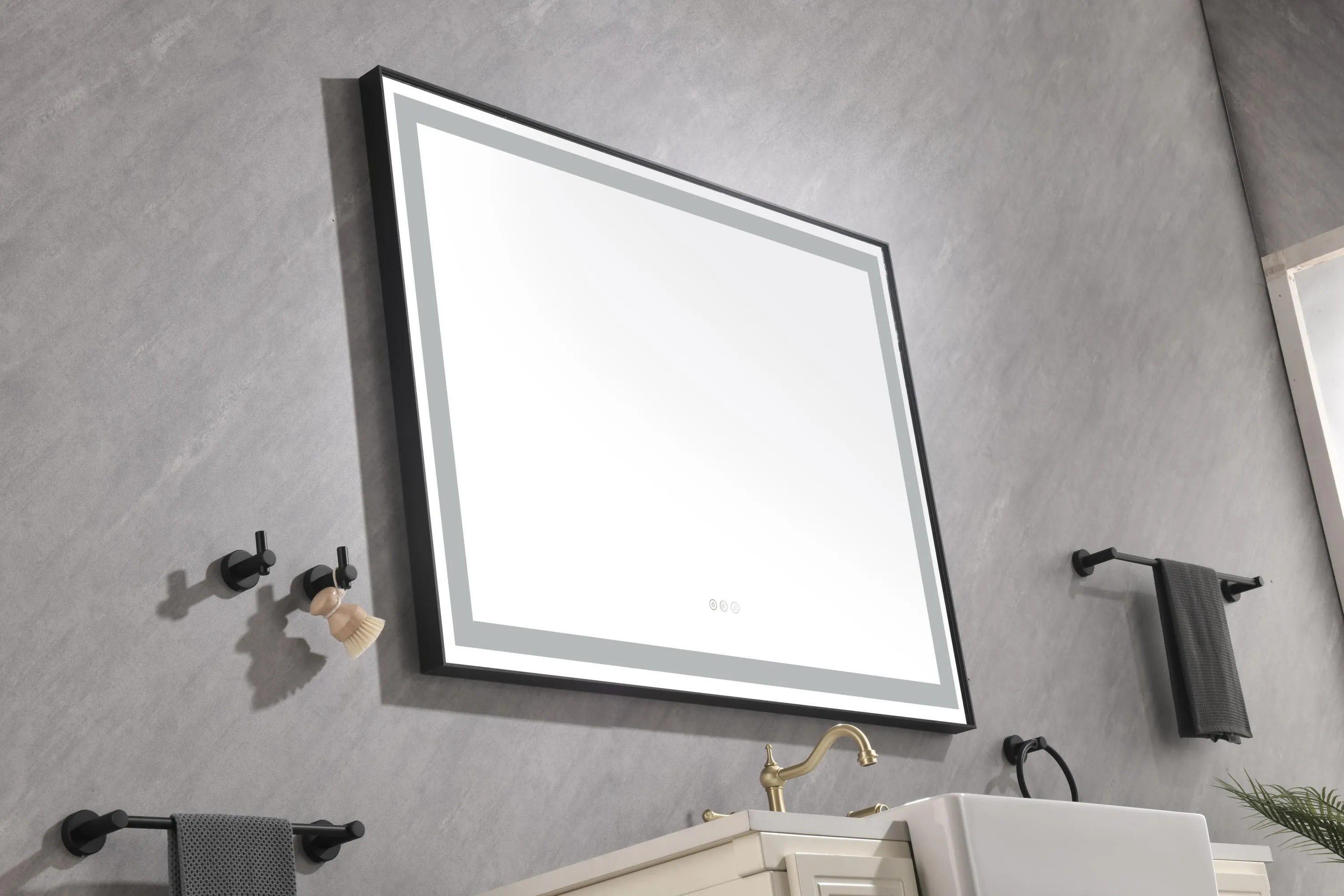 48*36 LED Lighted Bathroom Wall Mounted Mirror with High Lumen Anti-Fog Separately Control