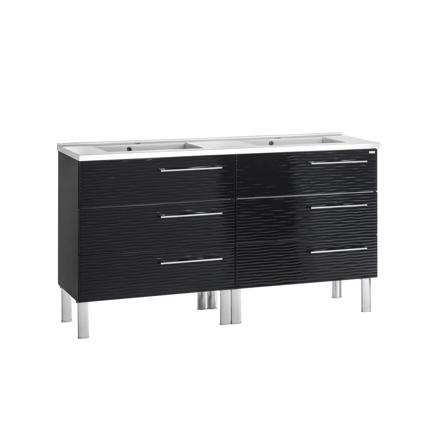48" Double Vanity, Floor Mount, 6 Drawers with Soft Close, Serie Dune by VALENZUELA