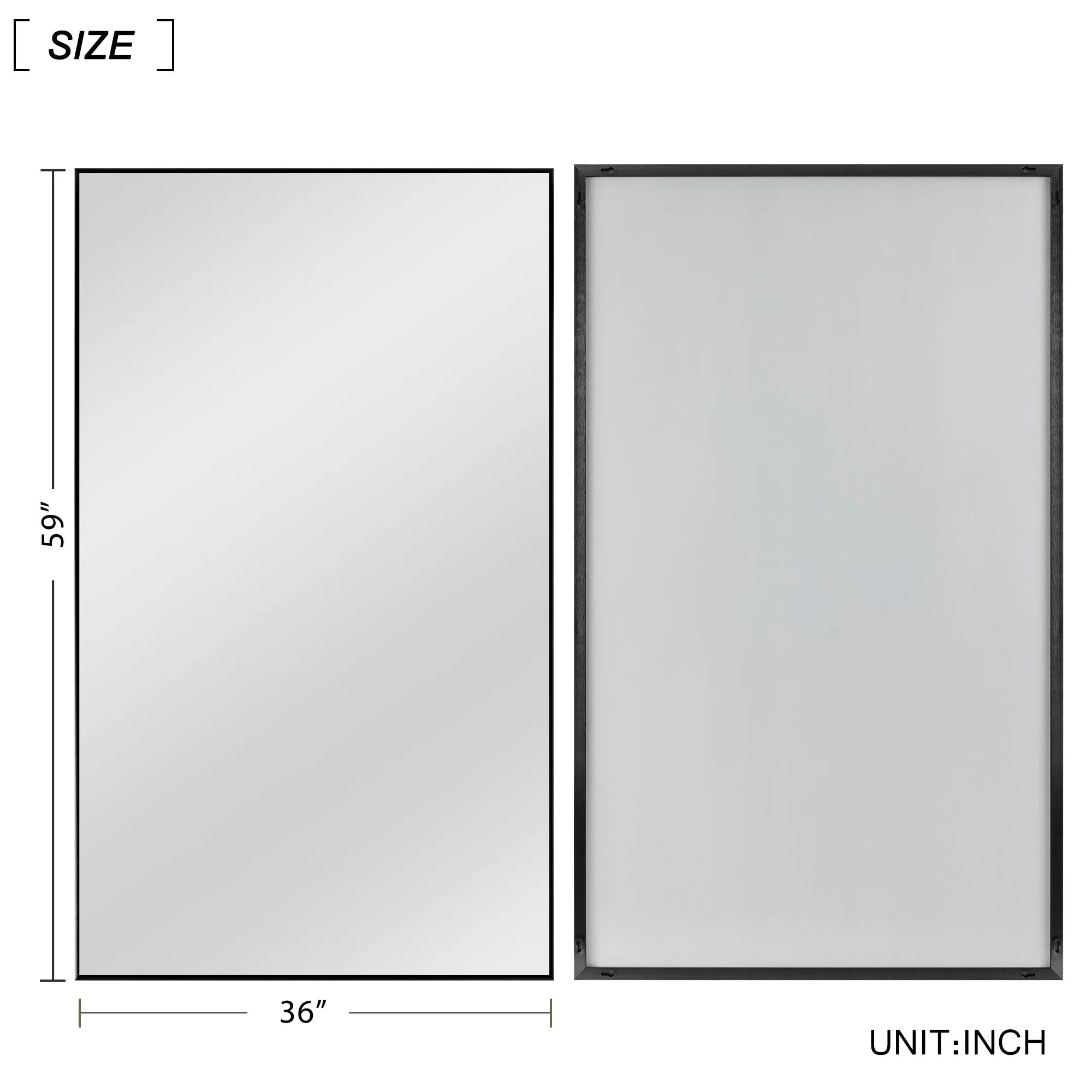 59"x36" Classic Full Length Wall Mirror Extra Large Full Body Mirror