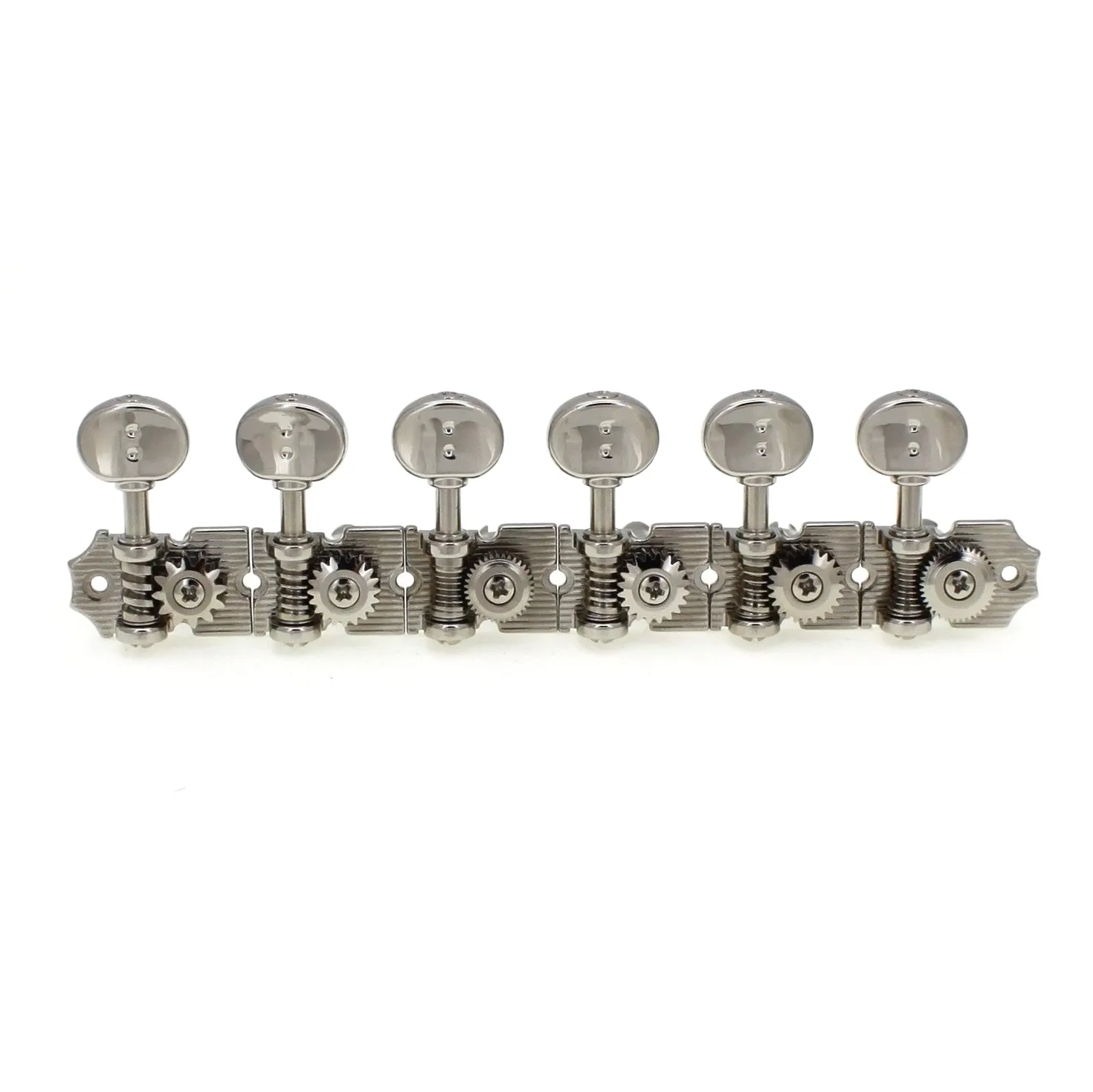6-In-Line Retro Fender Style Ratio Machine Heads (PRN-4624-N0, Nickel Finish)