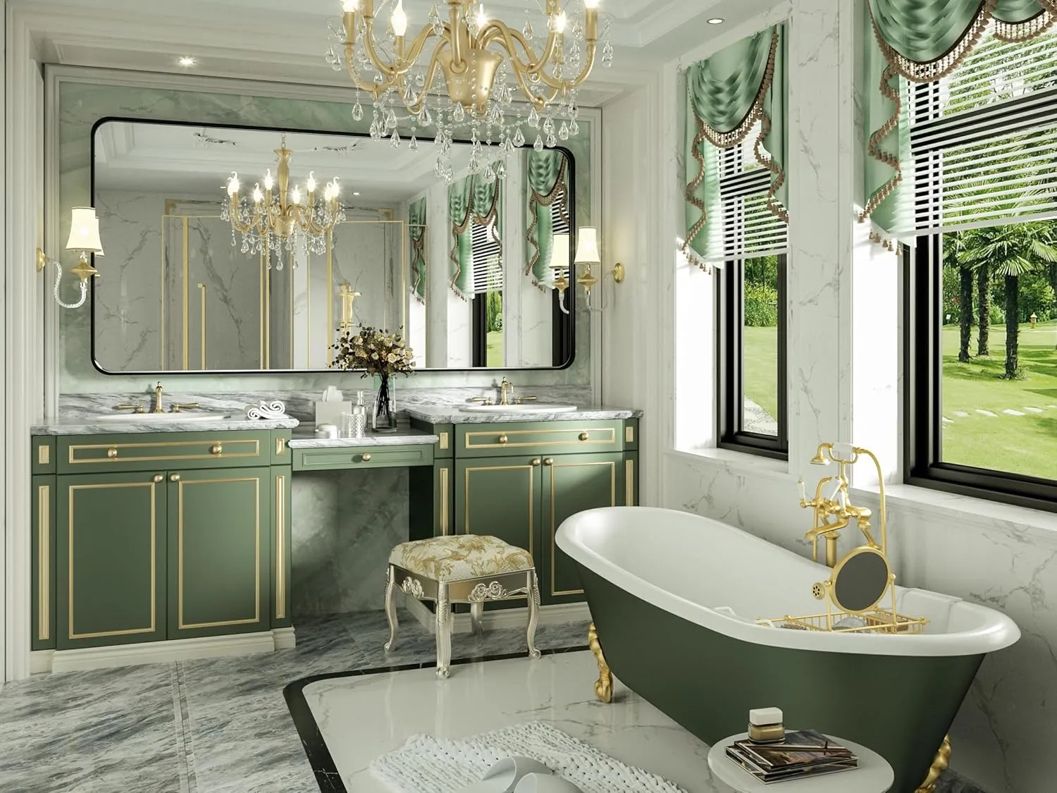 60" x 30" PILOCOS Large Elongated Modern Metal Frame Bathroom Decorative Mirrors