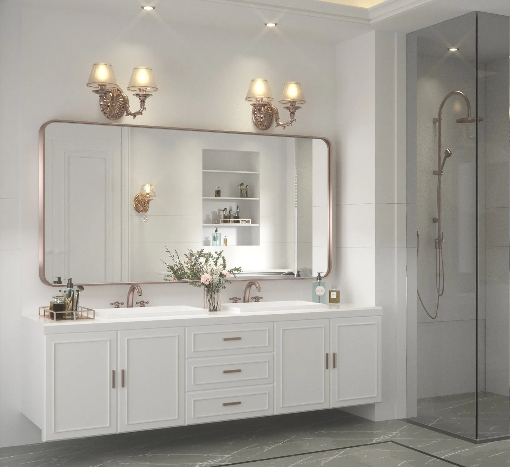 60" x 30" PILOCOS Large Elongated Modern Metal Frame Bathroom Decorative Mirrors