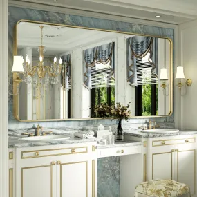 60" x 30" PILOCOS Large Elongated Modern Metal Frame Bathroom Decorative Mirrors