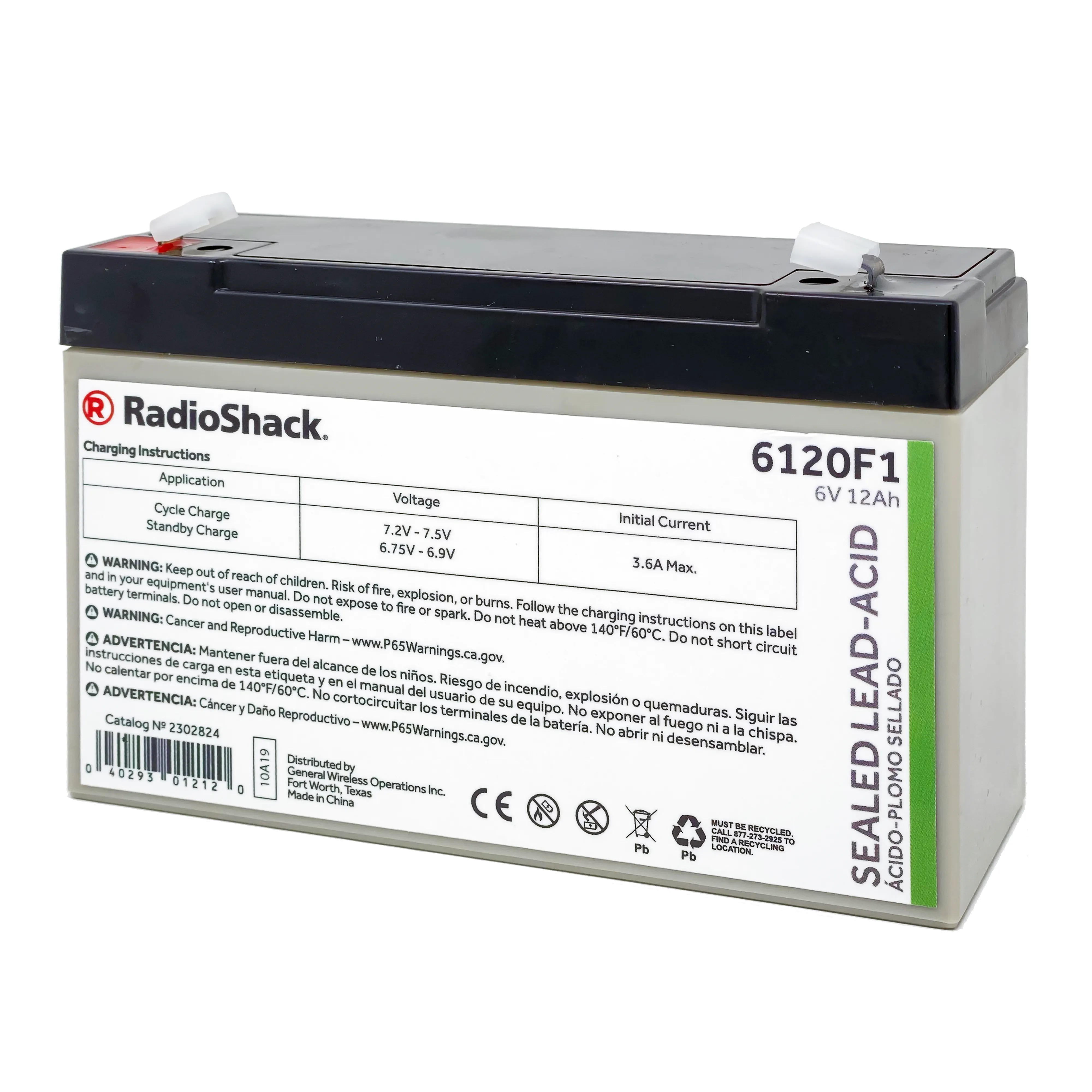 6V 12Ah Sealed Lead-Acid (SLA) Rechargeable Battery