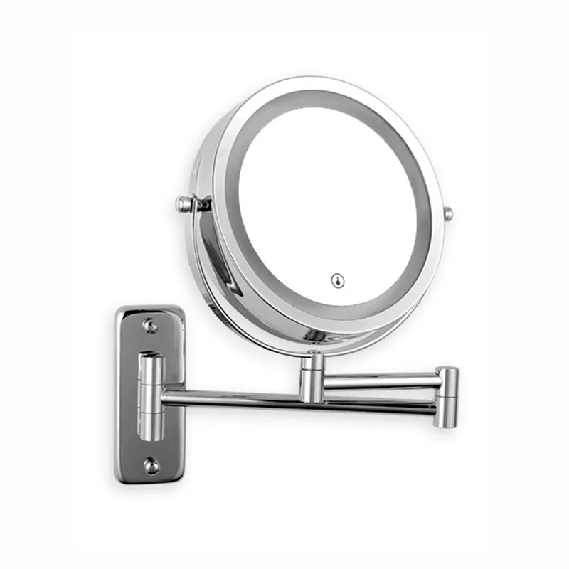 7 Inch Folding Arm Extend Double Side Bathroom Mirror With LED Light