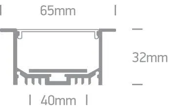 7910AR/AL ALU RECESSED PROFILE 2m FOR 40mm STRIPS   PC OPAL DIFF