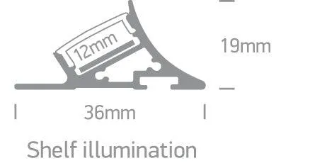 7937T/AL ALUMINIUM SHELF PROFILE 2m   PC semi Opal diffuser