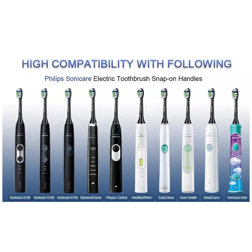 8-Pack: Black Replacement Electric Toothbrush Heads for Philips Sonicare