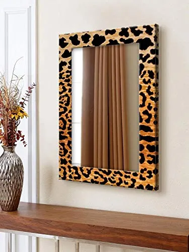 999STORE Printed Vanity Mirror Mirrors Decorative Black Shapes washroom Bathroom Mirror (MDF_14X20 Inches) MirrorSMP20
