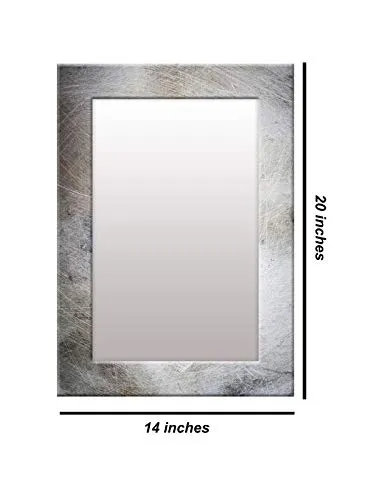 999STORE Printed Vanity Mirror washbasin Mirror Grey Marble washroom Bathroom Mirror (MDF_14X20 Inches) MirrorSMP291