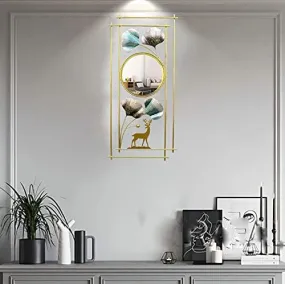 Abhsant Bathroom Mirror, 3DMetal Ginkgo Leaf & Deer Design Wall Mounted Mirror, Vanity Wall Mirror Metal Frame for Bedroom,Entryway,Living Room