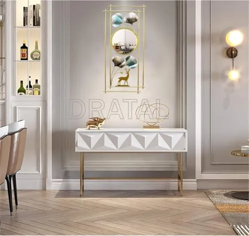 Abhsant Wall Mirror Metal Frame, 3DMetal Ginkgo Leaf & Deer Design Bathroom Mirror, Mirrors for Wall, Living Room,Bedroom,Vanity, Entryway, Hallway.