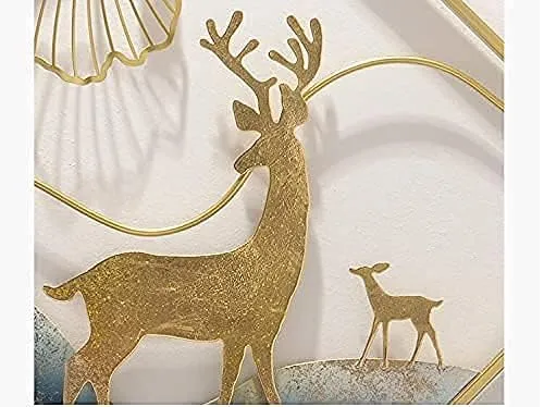 Abhsant Wall Mirror Metal Frame, 3DMetal Ginkgo Leaf & Deer Design Bathroom Mirror, Mirrors for Wall, Living Room,Bedroom,Vanity, Entryway, Hallway.