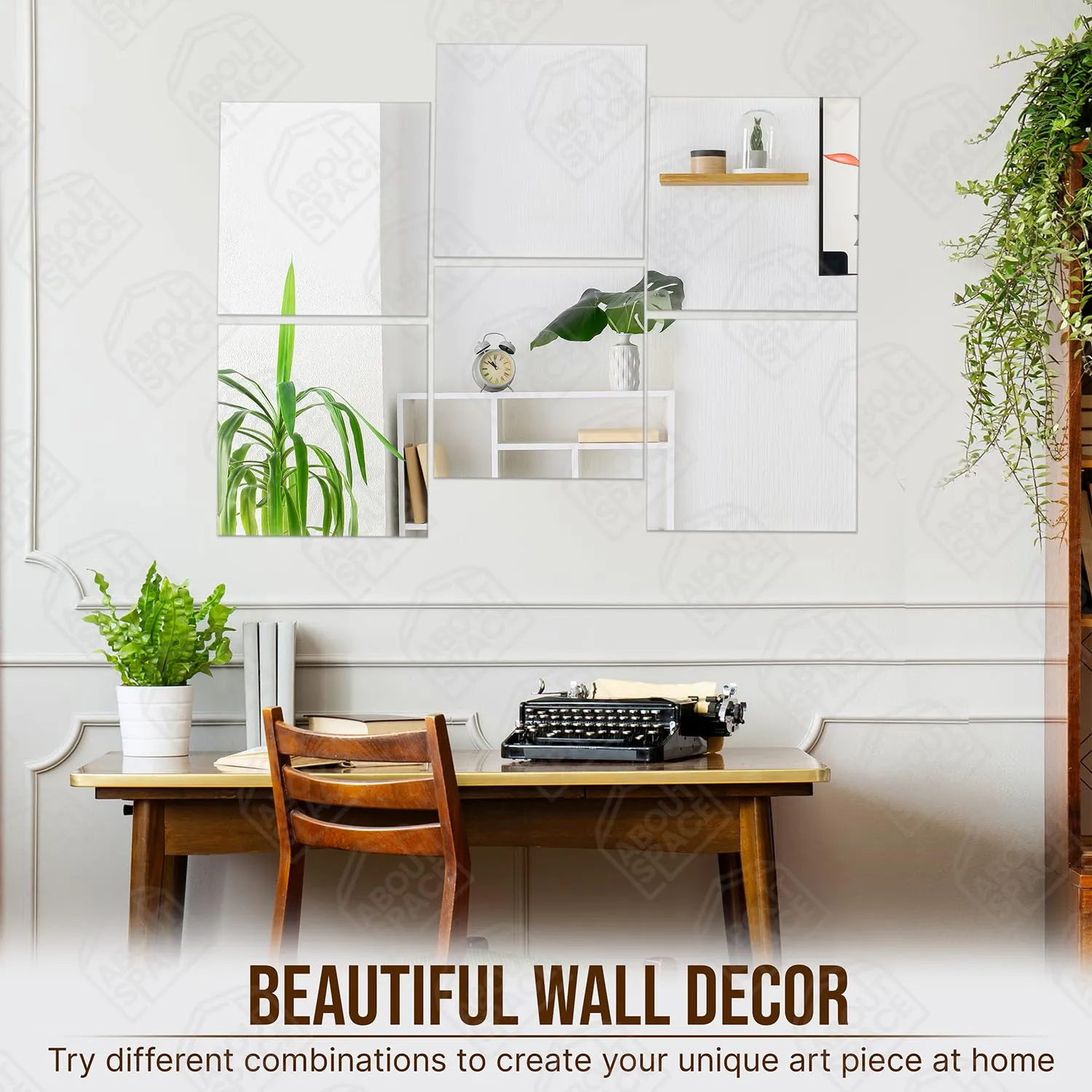 ABOUT SPACE 2mm Thickness Acrylic Wall Mirror 8 Pcs Full Length 12X12Inch Glass Mirror for Wall with Double Tape Frameless Flexible Square Shaped Bedroom Home Gym Bathroom Vanity Mirror (30X30cm)