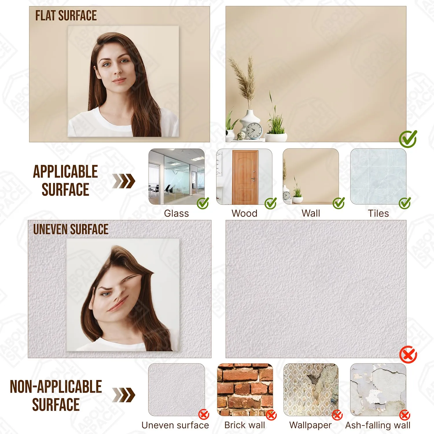 ABOUT SPACE 2mm Thickness Acrylic Wall Mirror 8 Pcs Full Length 12X12Inch Glass Mirror for Wall with Double Tape Frameless Flexible Square Shaped Bedroom Home Gym Bathroom Vanity Mirror (30X30cm)