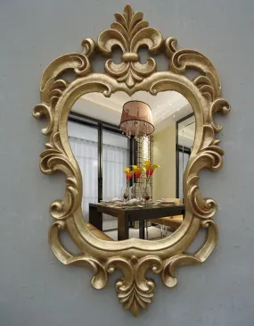 Adeez Gallery Wooden Wall Mirror Frame Size (20x30) Inch Only Frame with Out Mirror Wood Hand Crafted Round Distressed Finished Vanity Wall Mirror for Living Room,