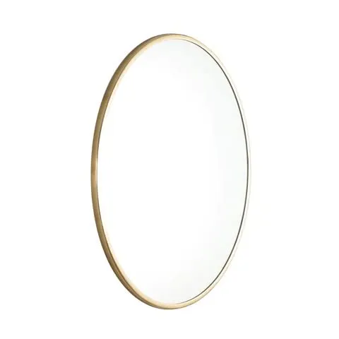 AGI Vanity 24" Round Metal Frame in Gold, Modern Metal Wall Mirror, Wall-Mounted Gold Mirror, Decor Mirrors for Bathroom, Living Rooms, Entryways (Gold, 24 Inches)
