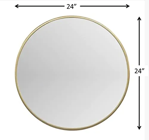 AGI Vanity 24" Round Metal Frame in Gold, Modern Metal Wall Mirror, Wall-Mounted Gold Mirror, Decor Mirrors for Bathroom, Living Rooms, Entryways (Gold, 24 Inches)