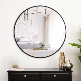 AGI Vanity Round Wall Mirror 24 Inch, Modern Wall Mirror in Black Metal Framed, Wall-Mounted Black Mirror, Home Decor Mirrors, Decor Mirrors for Bathroom, Living Rooms, Entryways (Black, 24 Inches)
