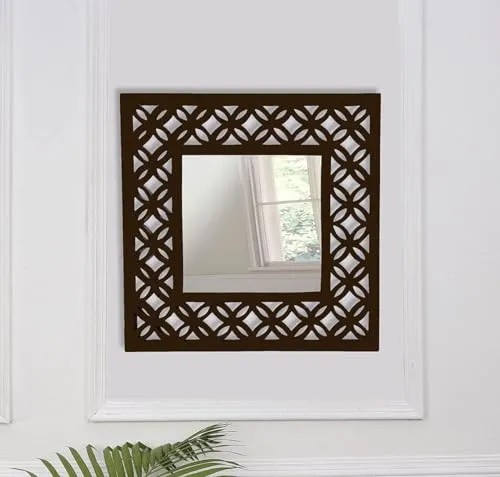 Ajay BUDJET Gallery Wall Mirror Mounted Decorative Long Hanging Arched Window Frame Decor Wall-Mounted for Bathroom Vanity, Living Room or Bedroom (Hand Crafted Wooden Mirror)