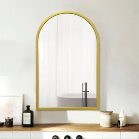 Alfa Design™ Arch MDF Wood Wall Hanging Framed Decorative Mirror, Vanity Mirror, Bathroom Mirrors, Living Room Mirrors - 30" x 22" inch (Gold)