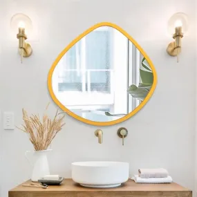 Alfa Design™ Irregular 30" inch Round Mirror with Wood Framed Circle Wall Mirror for Bathroom Vanity Living Room Bedroom Entryway Modern Wall Decor Gold Wall Mirror