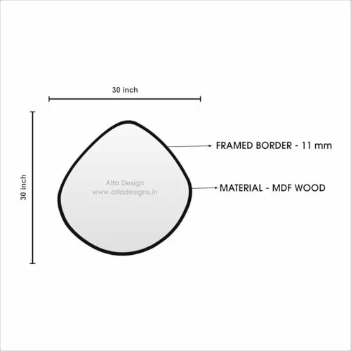 Alfa Design™ Irregular 30" inch Round Wood Mirror with Wood Framed Circle Wall Mirror for Bathroom Vanity Living Room Bedroom Entryway Modern Wall Decor White Wall Mirror