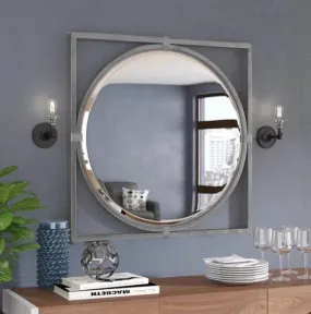 Alfa Design Mirror Wooden Frame Round Shape Wall Mirror for Home, Bathroom Mirror, Farmhouse Mirror for Wall Decoration, Make Up Vanity Mirror Entryway, Grey - 30 Inches
