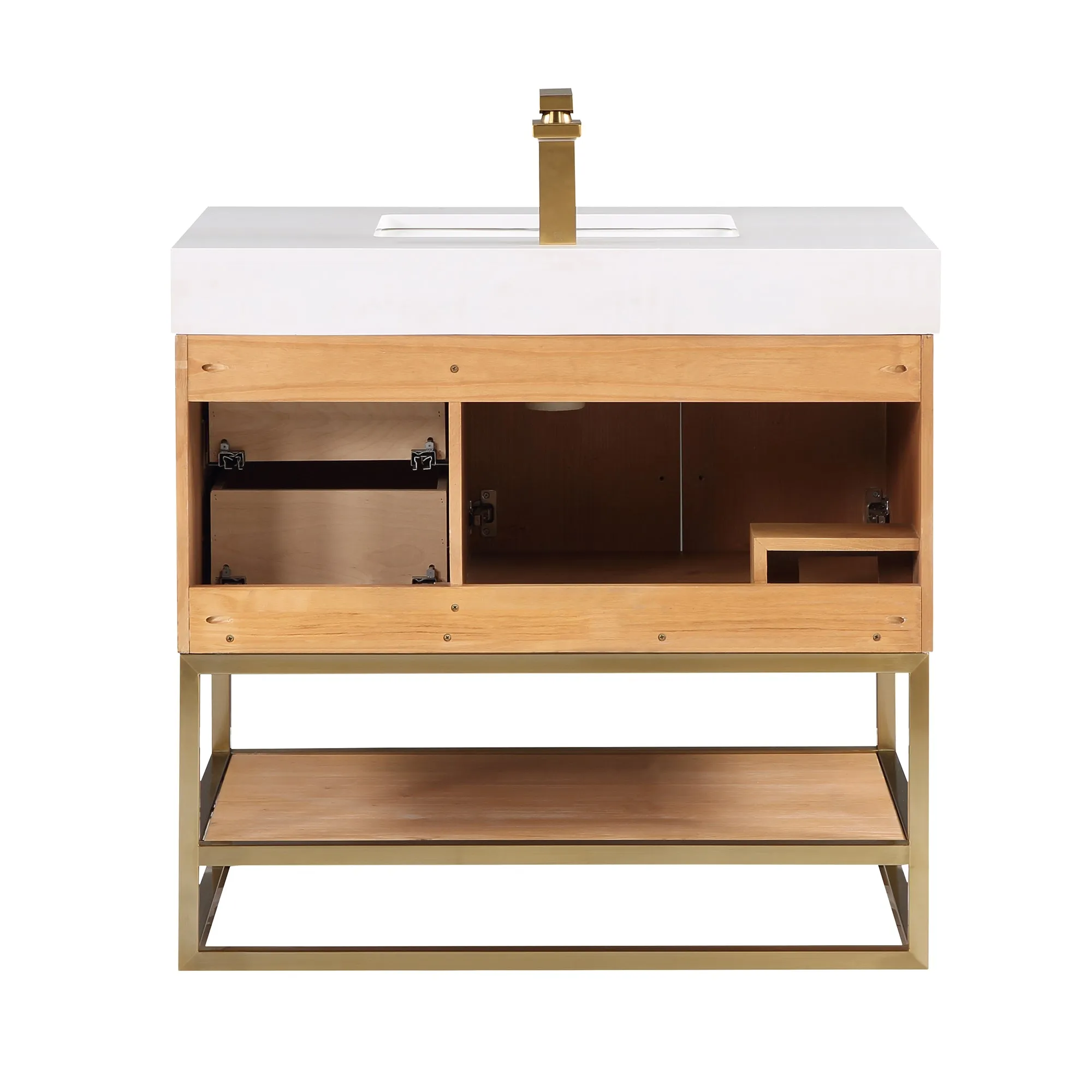 Altair Designs Bianco Single Bathroom Vanity with White Composite Stone Countertop - 552036B-LB-WH