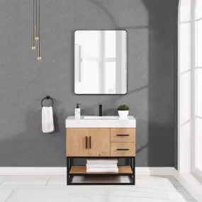 Altair Designs Bianco Single Bathroom Vanity with White Composite Stone Countertop - 552036B-LB-WH