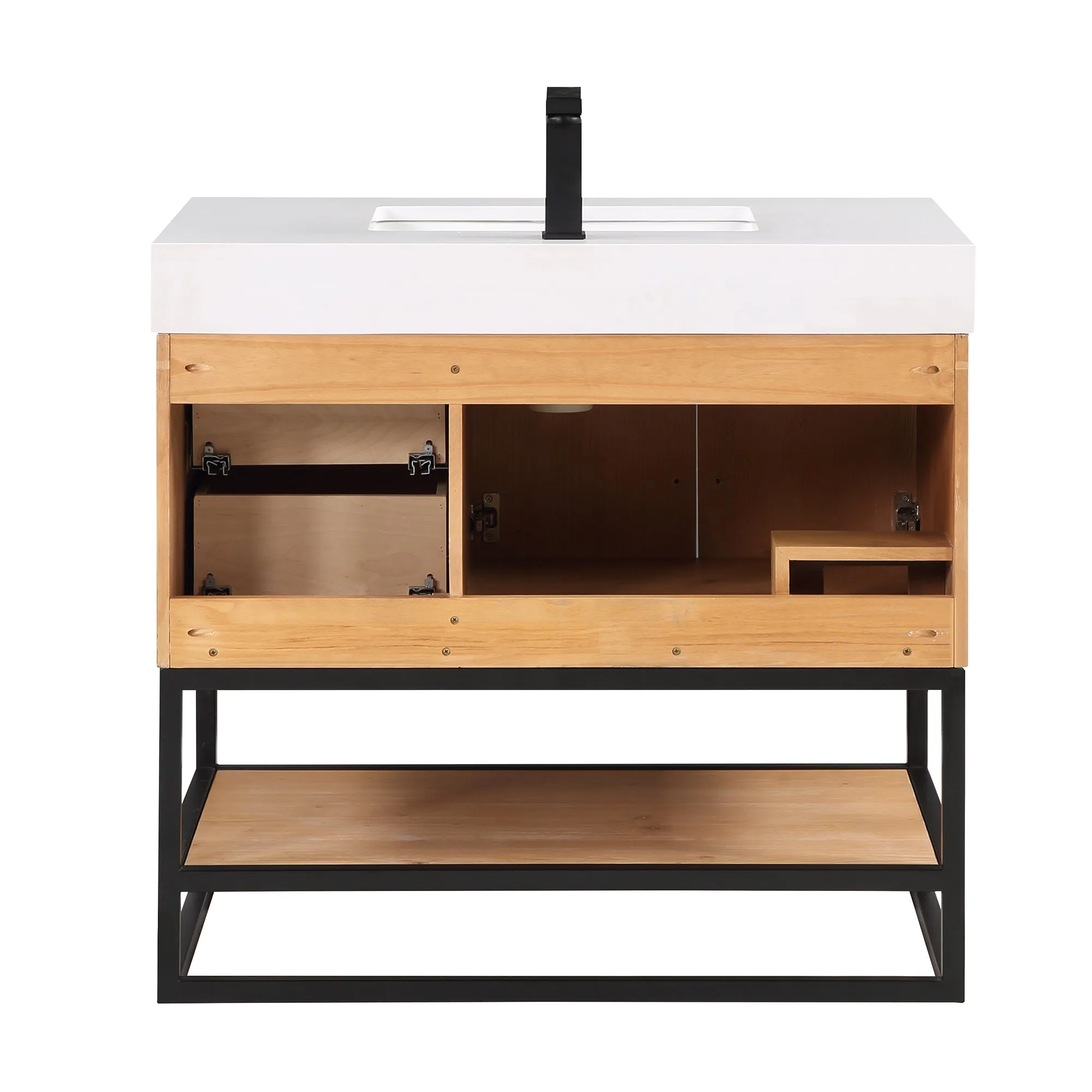 Altair Designs Bianco Single Bathroom Vanity with White Composite Stone Countertop - 552036B-LB-WH