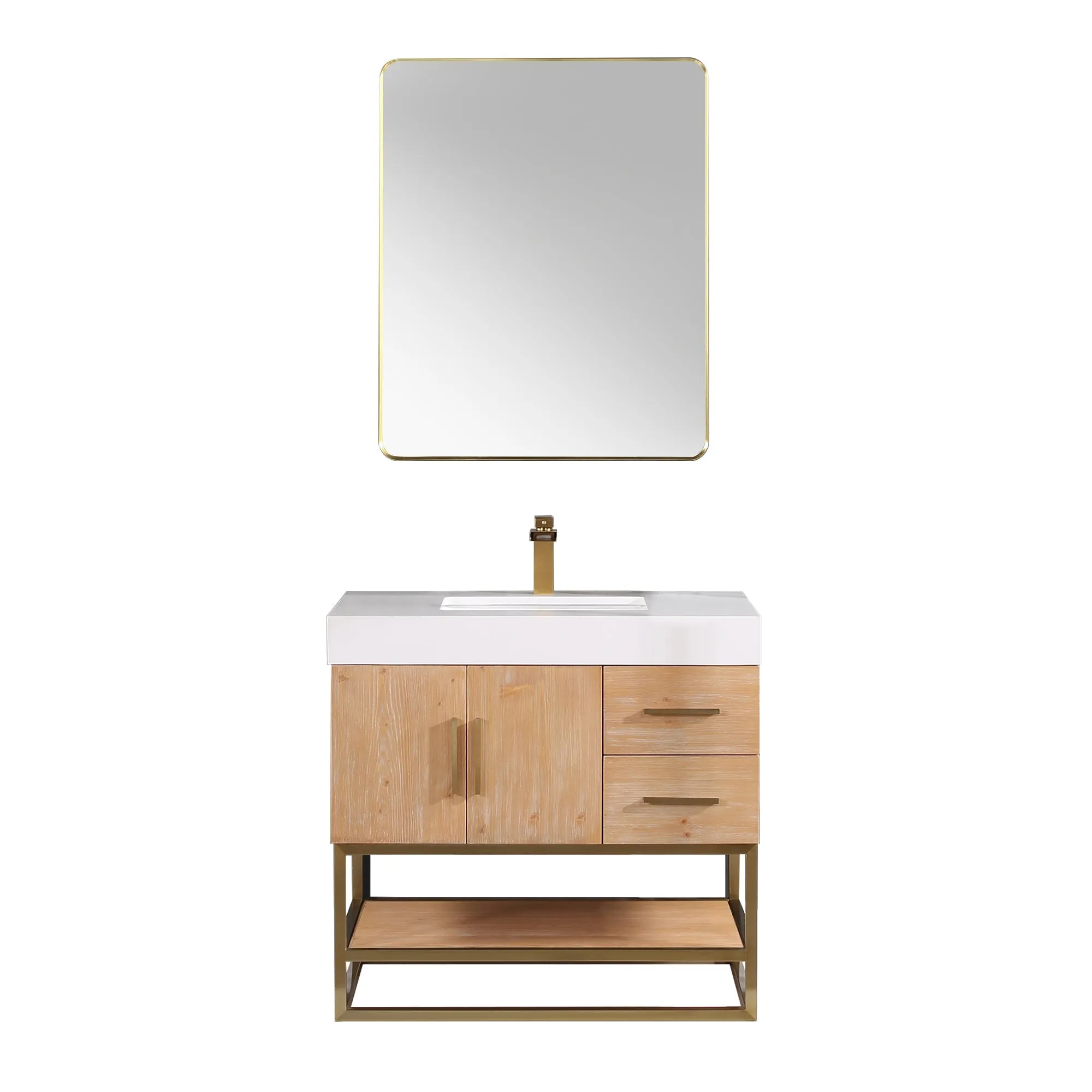 Altair Designs Bianco Single Bathroom Vanity with White Composite Stone Countertop - 552036B-LB-WH