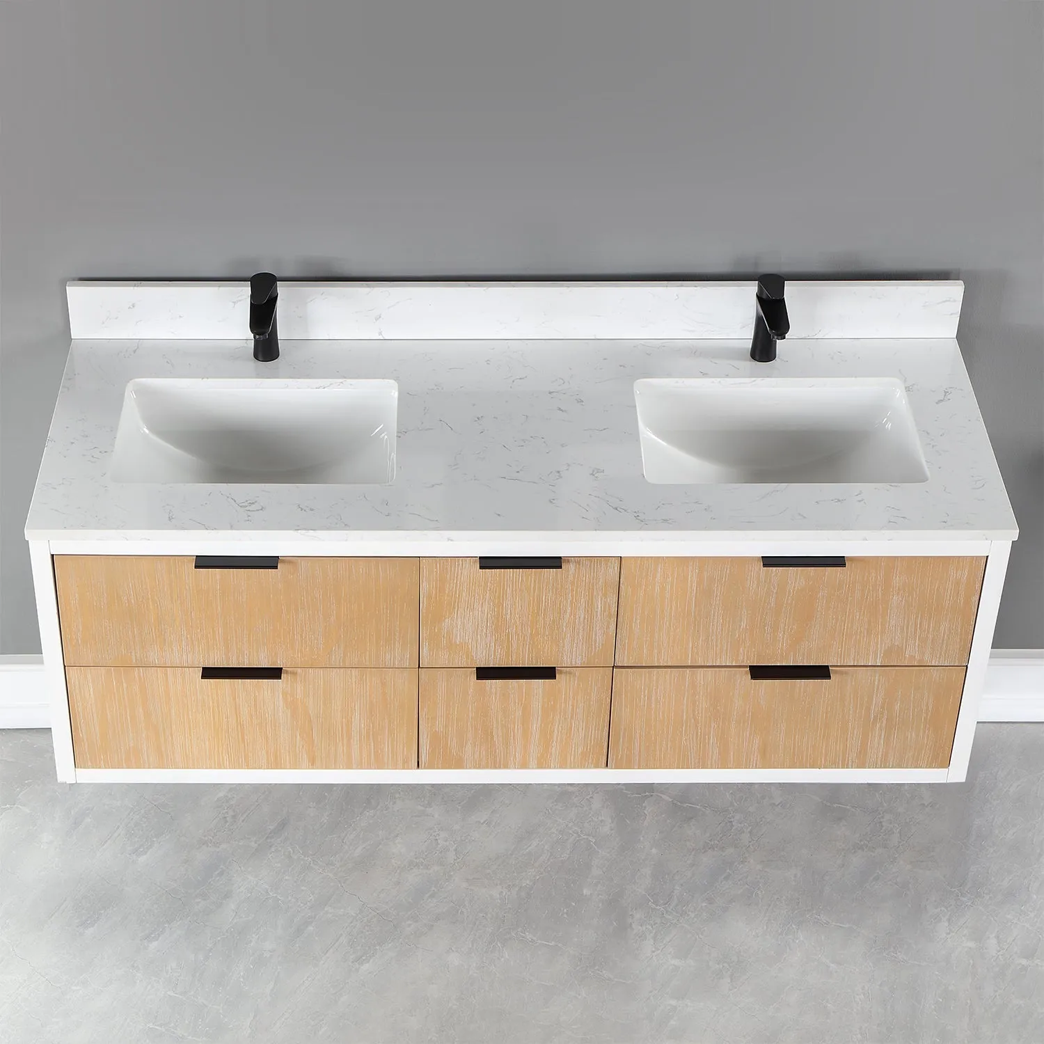 Altair Designs Dione 60" Double Bathroom Vanity Set with Aosta White Stone Countertop - 547060-WP-AW-NM