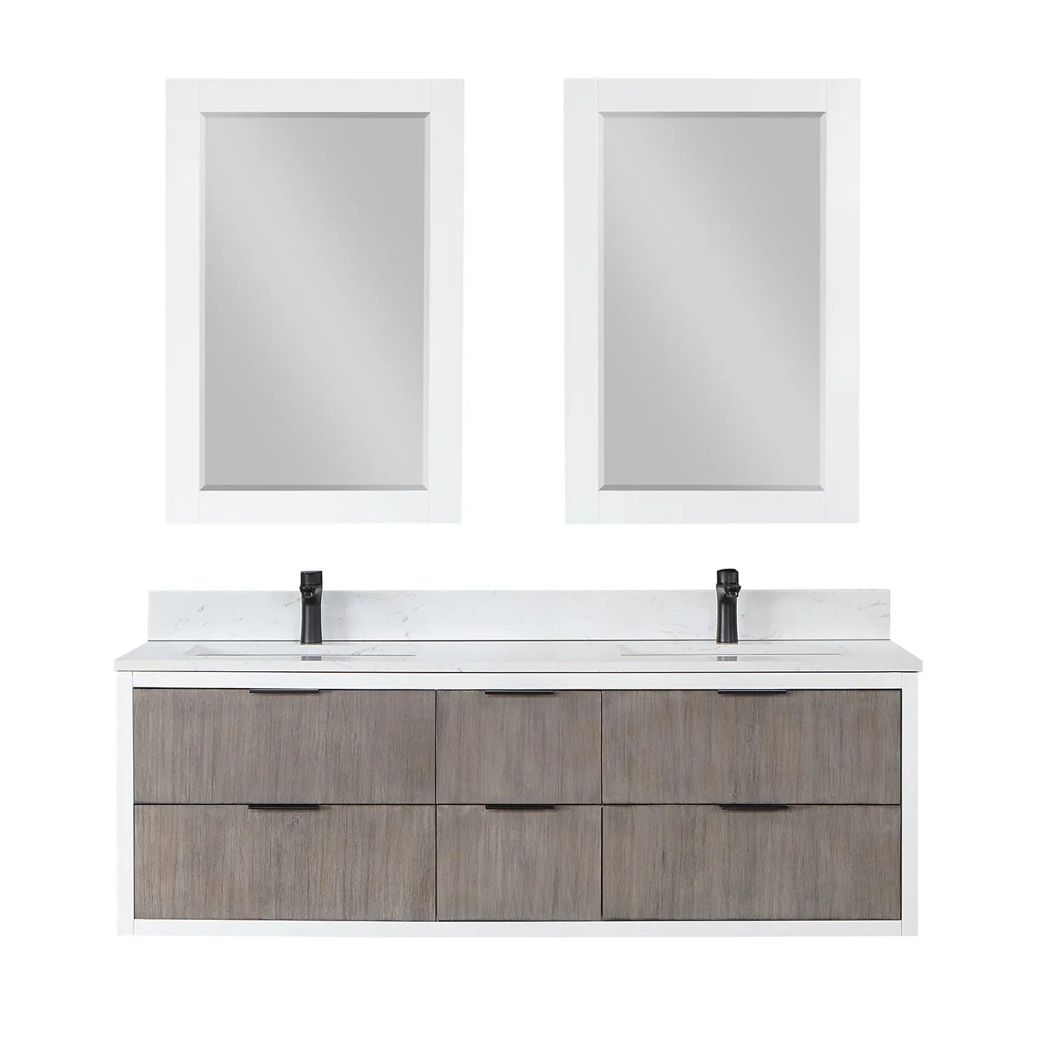 Altair Designs Dione 60" Double Bathroom Vanity Set with Aosta White Stone Countertop - 547060-WP-AW-NM