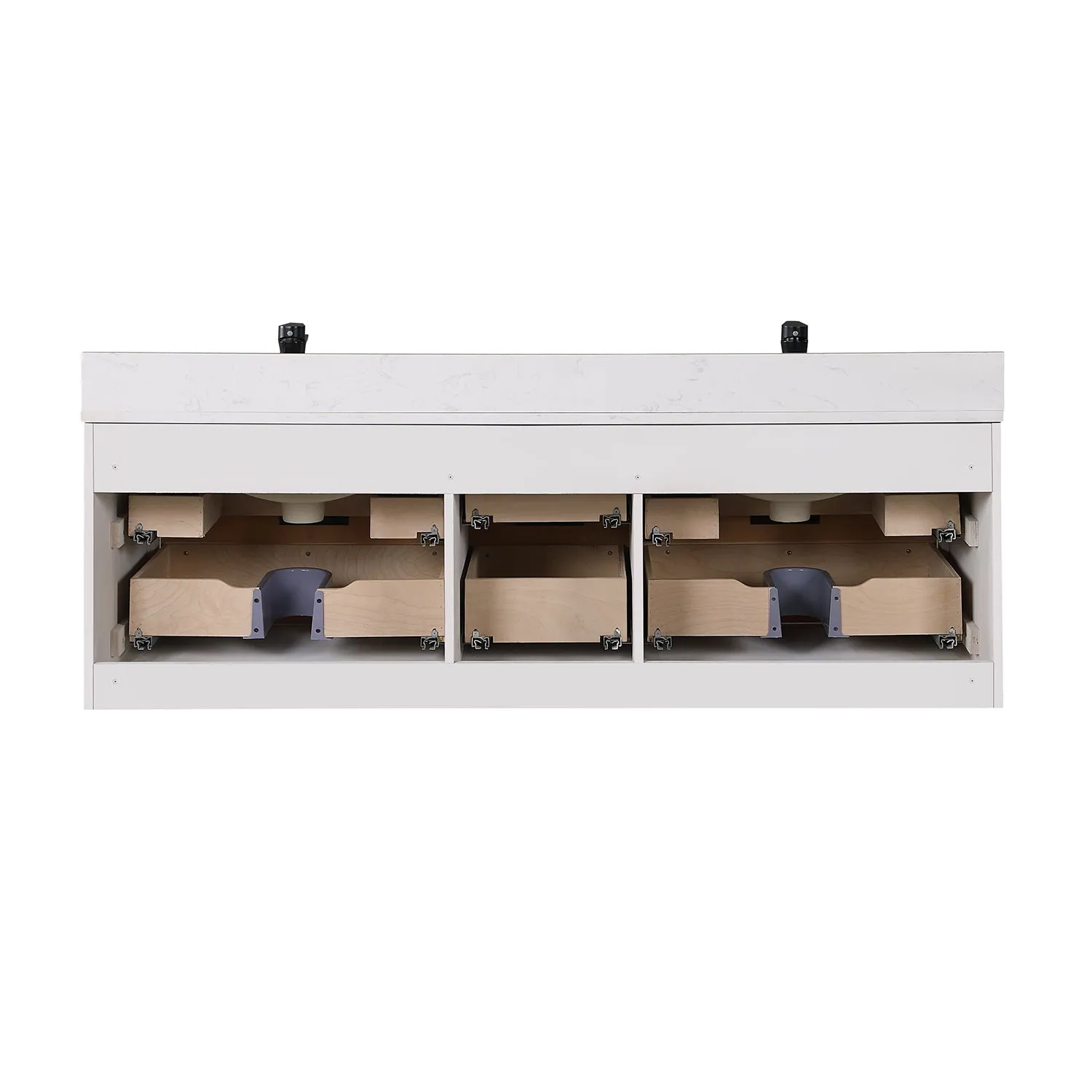 Altair Designs Dione 60" Double Bathroom Vanity Set with Aosta White Stone Countertop - 547060-WP-AW-NM