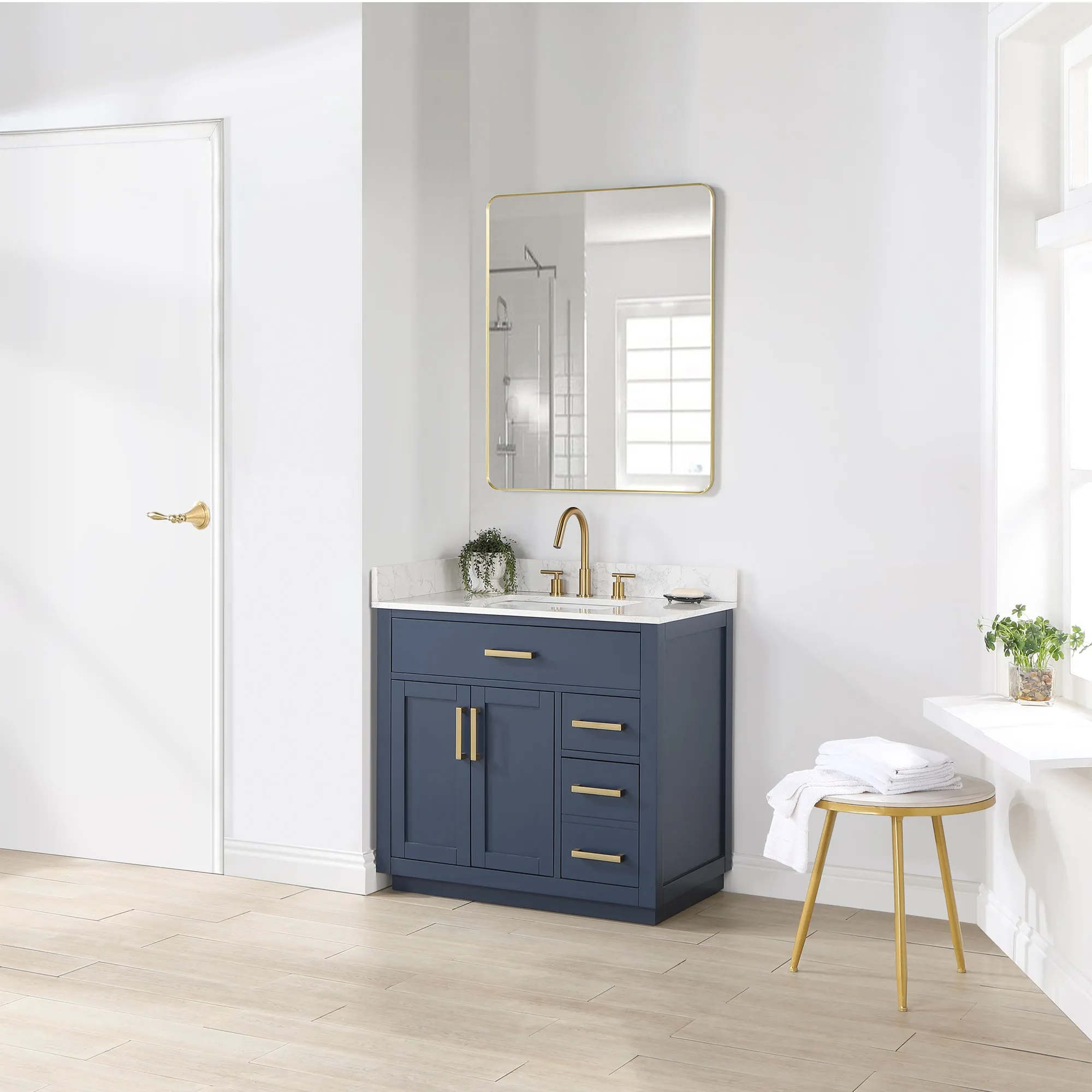 Altair Designs Gavino 36" Single Bathroom Vanity with Composite Stone Countertop - 557036-RB-GW