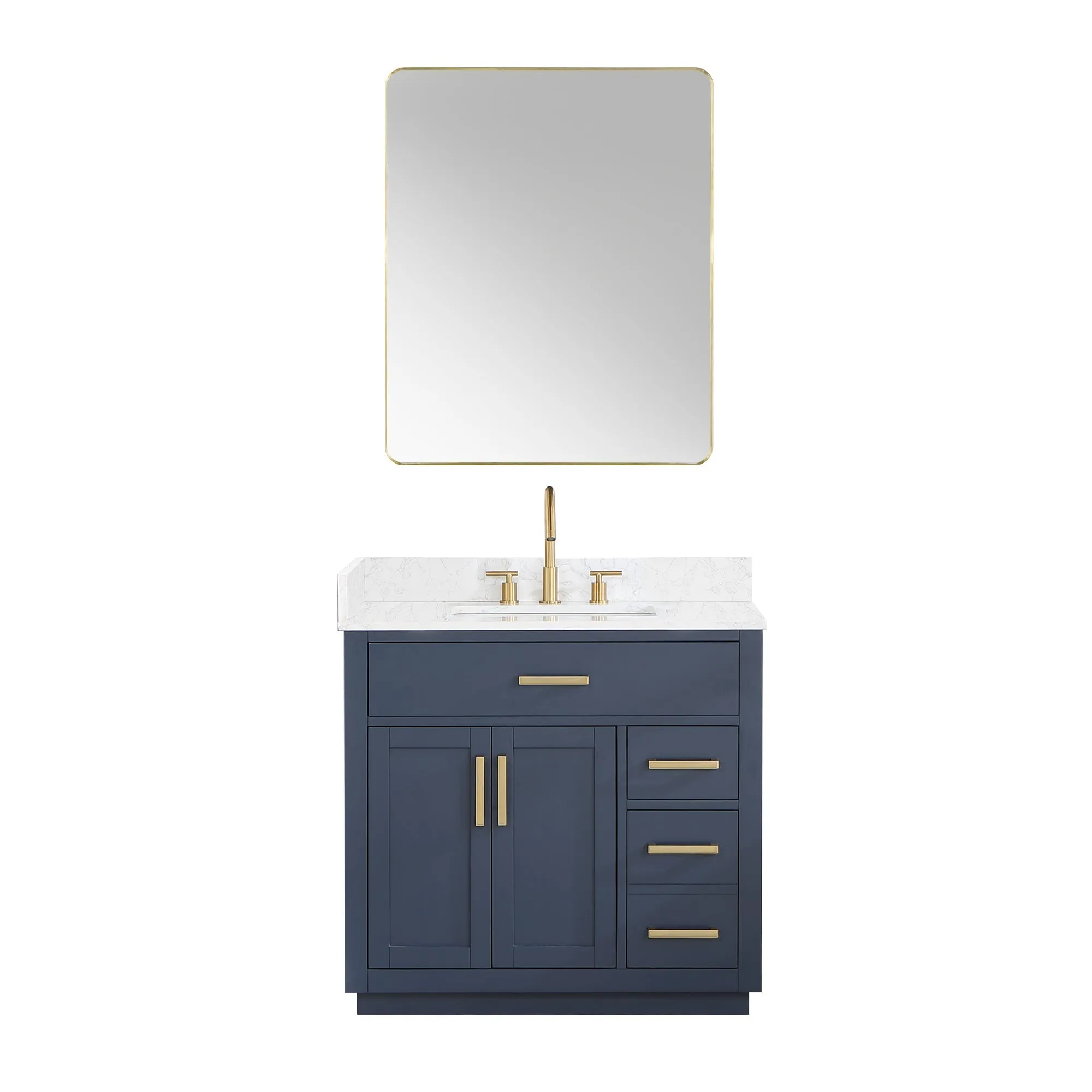 Altair Designs Gavino 36" Single Bathroom Vanity with Composite Stone Countertop - 557036-RB-GW
