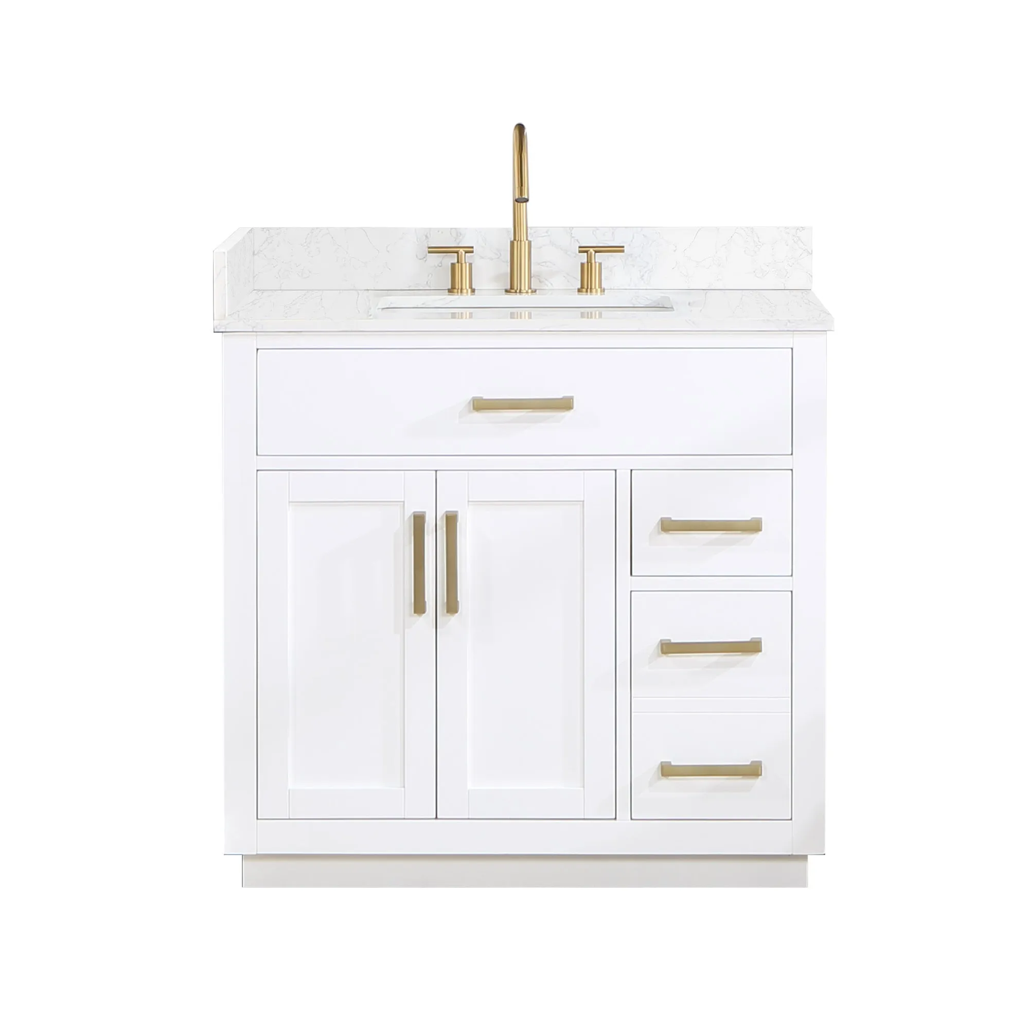 Altair Designs Gavino 36" Single Bathroom Vanity with Composite Stone Countertop - 557036-RB-GW