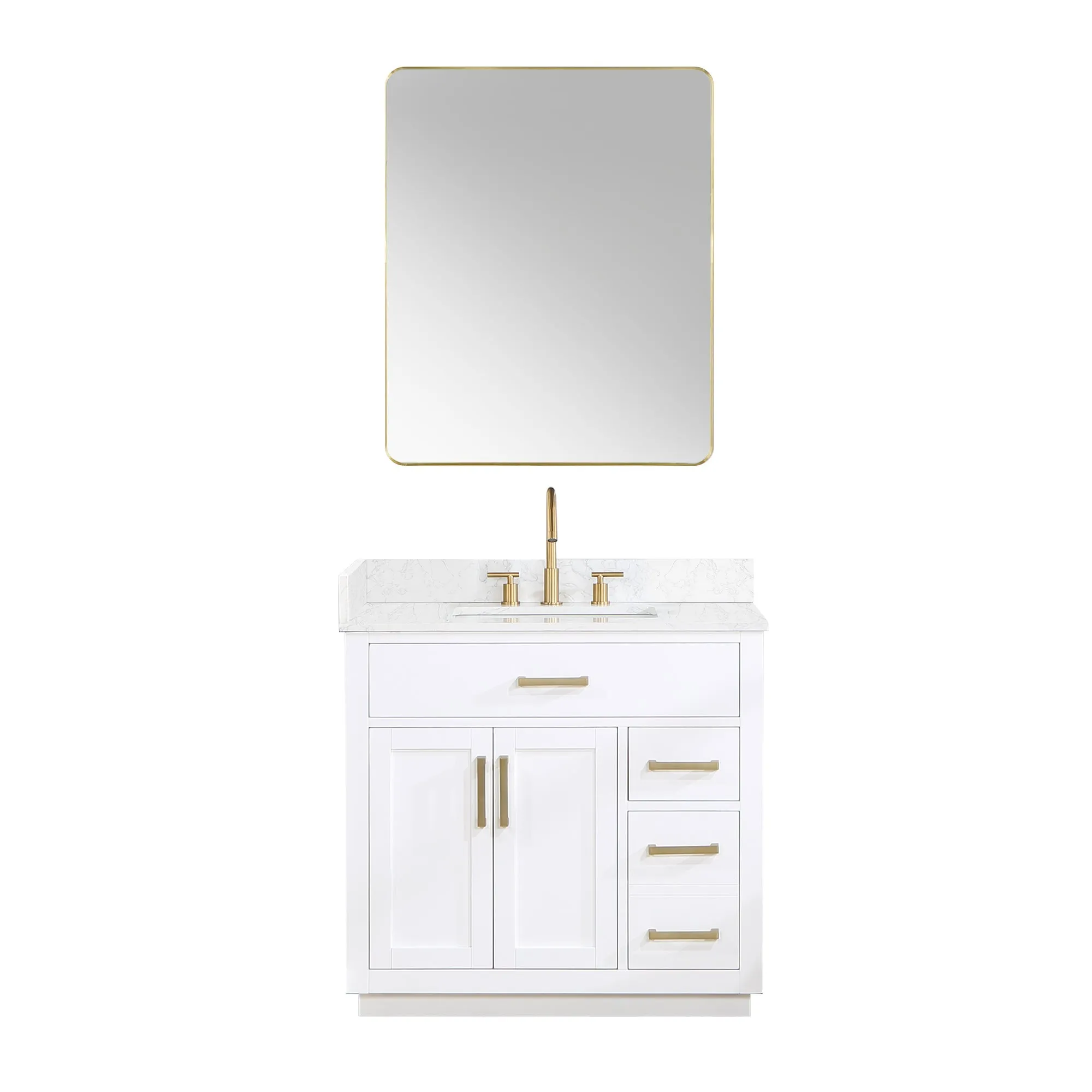 Altair Designs Gavino 36" Single Bathroom Vanity with Composite Stone Countertop - 557036-RB-GW