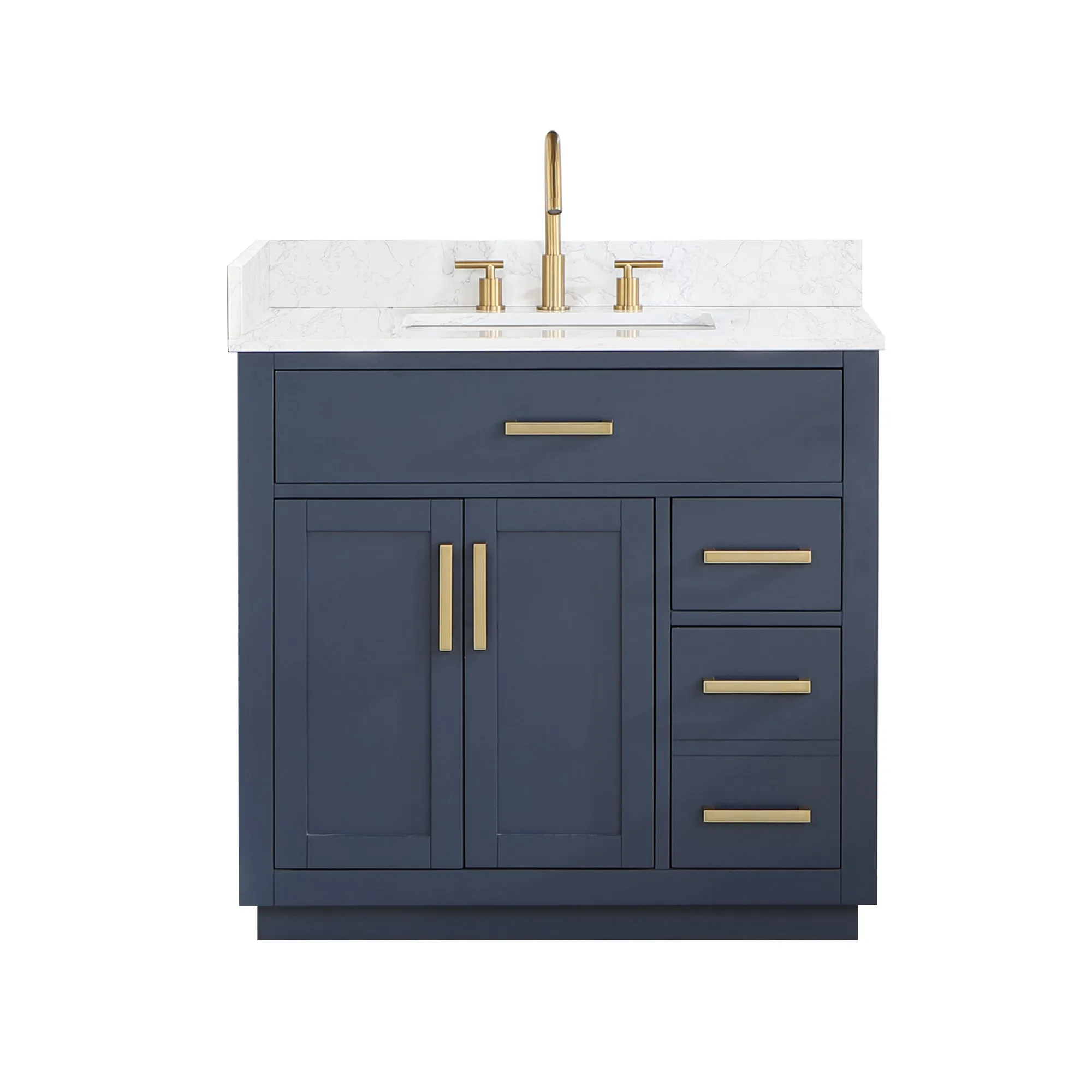 Altair Designs Gavino 36" Single Bathroom Vanity with Composite Stone Countertop - 557036-RB-GW