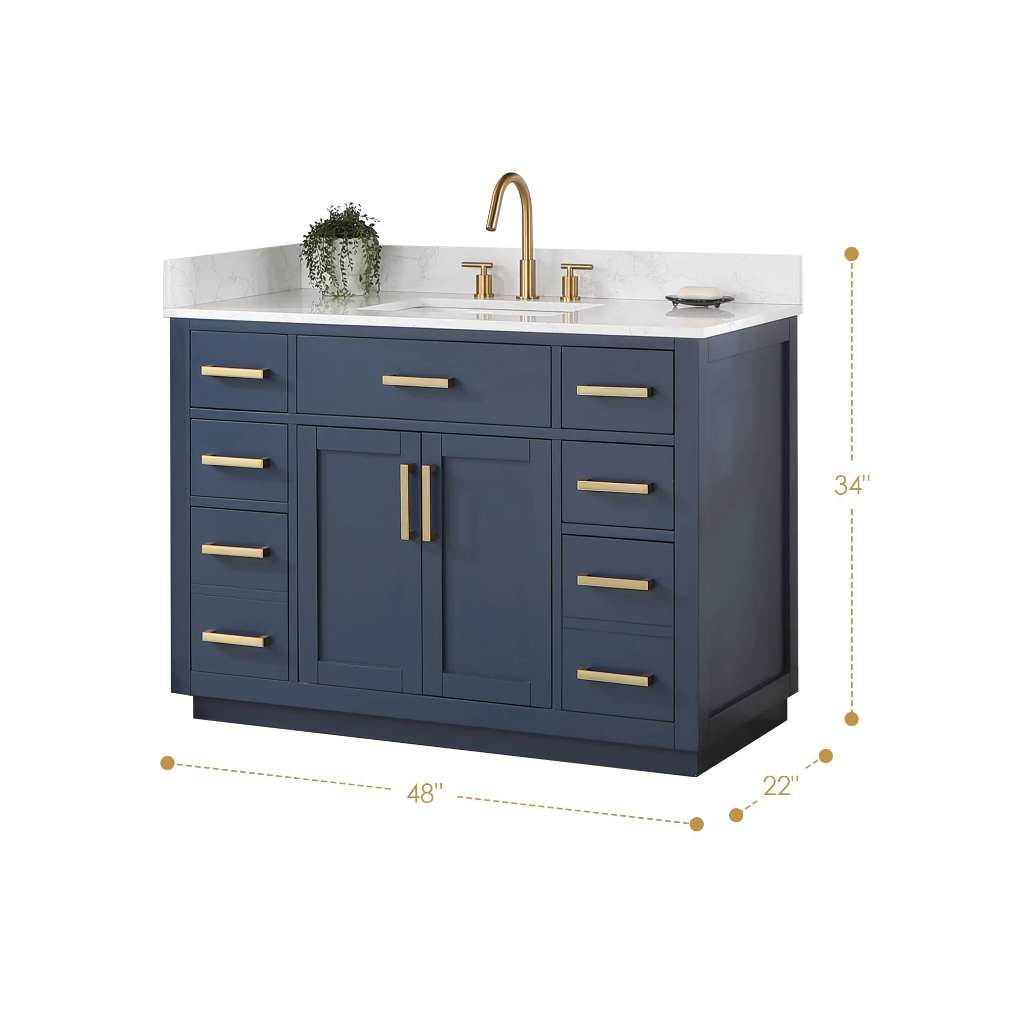 Altair Designs Gavino 48" Single Bathroom Vanity with Composite Stone Countertop - 557048-RB-GW