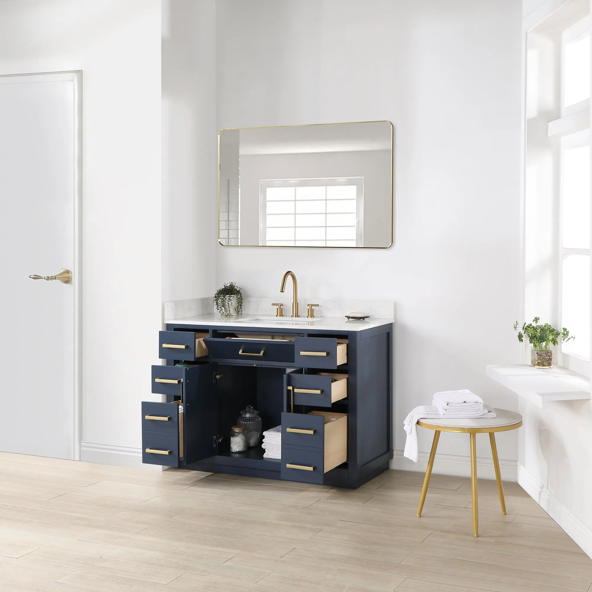 Altair Designs Gavino 48" Single Bathroom Vanity with Composite Stone Countertop - 557048-RB-GW