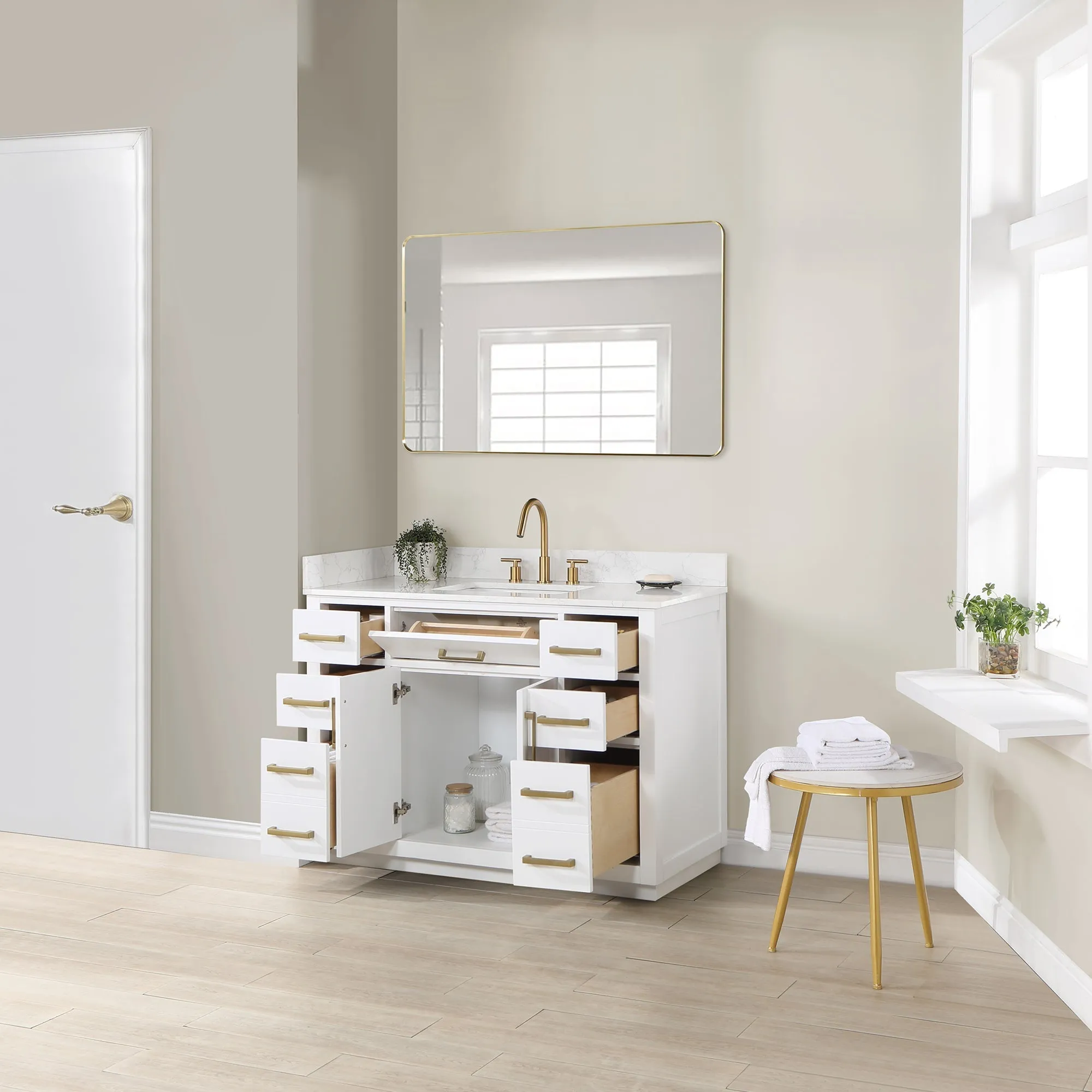 Altair Designs Gavino 48" Single Bathroom Vanity with Composite Stone Countertop - 557048-RB-GW