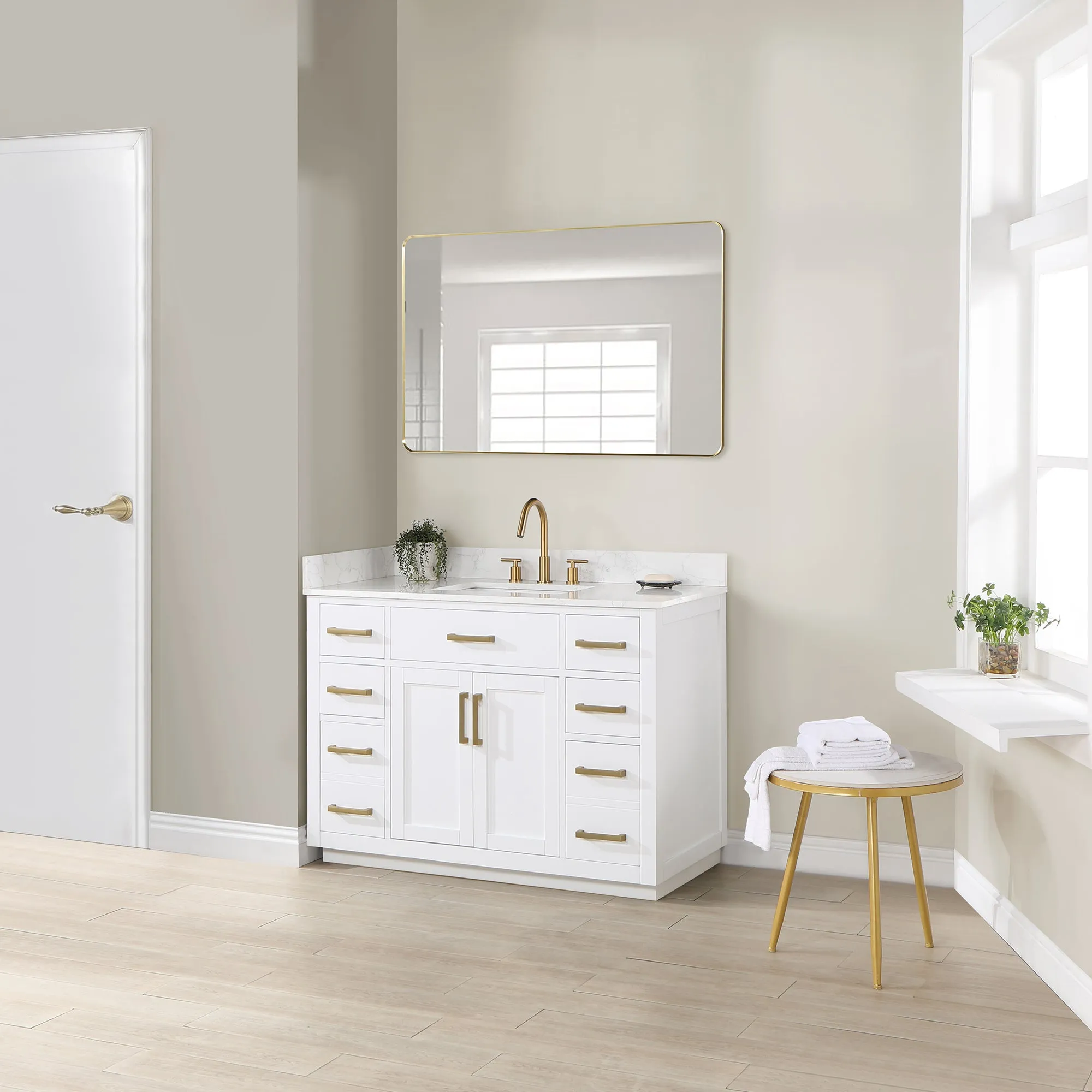 Altair Designs Gavino 48" Single Bathroom Vanity with Composite Stone Countertop - 557048-RB-GW