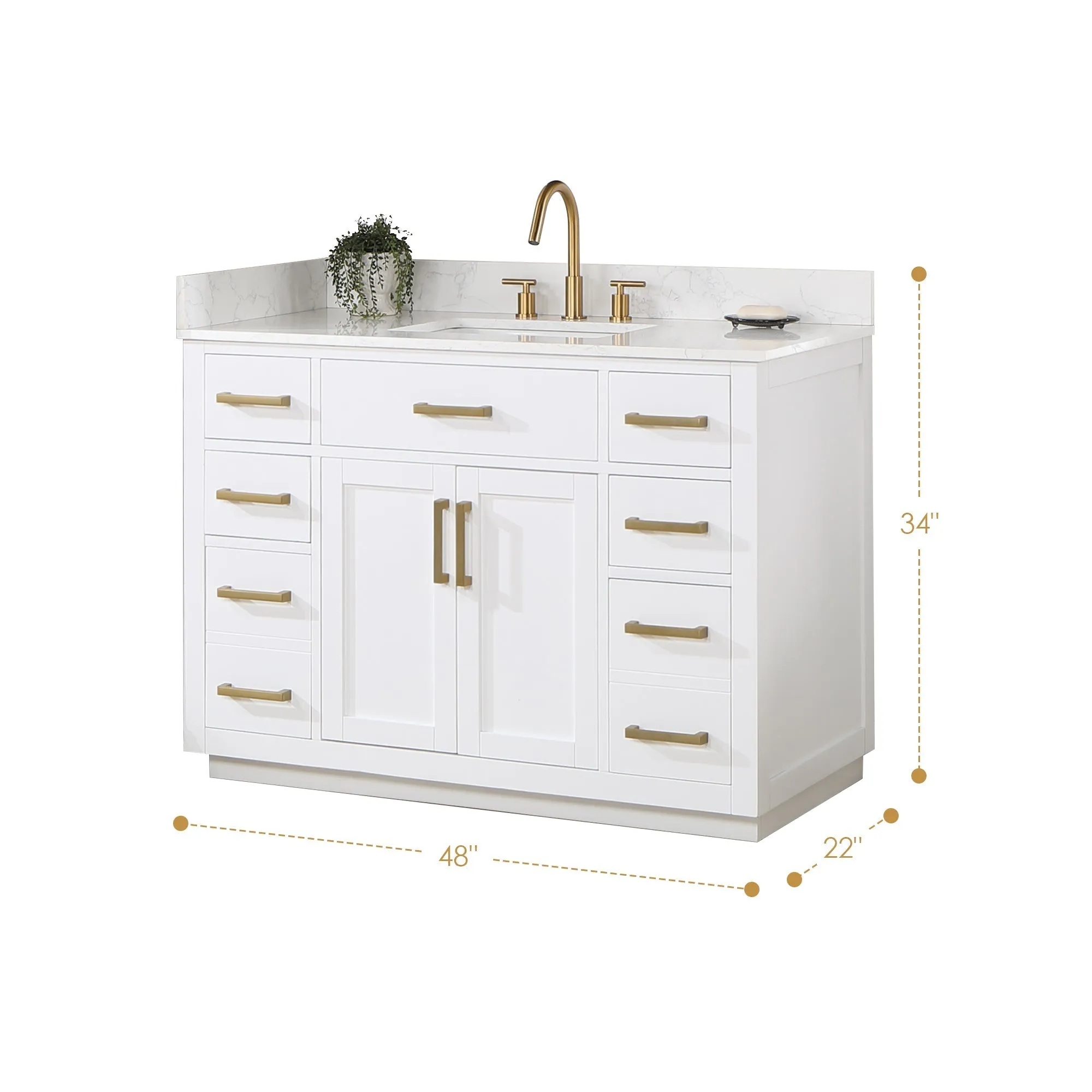 Altair Designs Gavino 48" Single Bathroom Vanity with Composite Stone Countertop - 557048-RB-GW